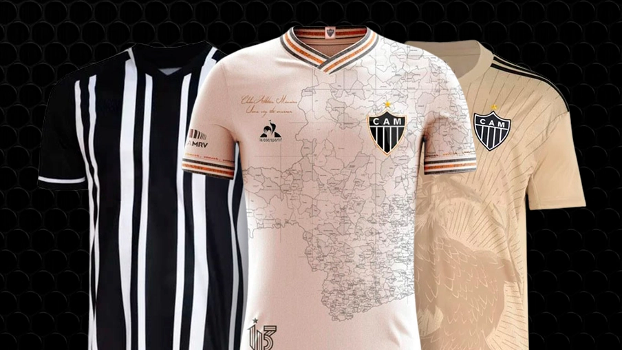 Imagem mostra uniformes históricos do Atlético-MG