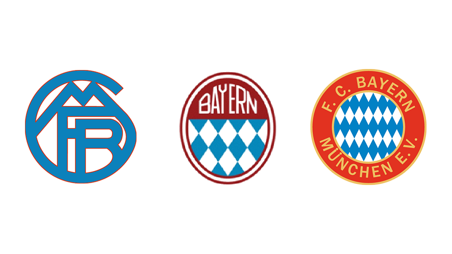 Imagem mostra três escudos históricos do Bayern