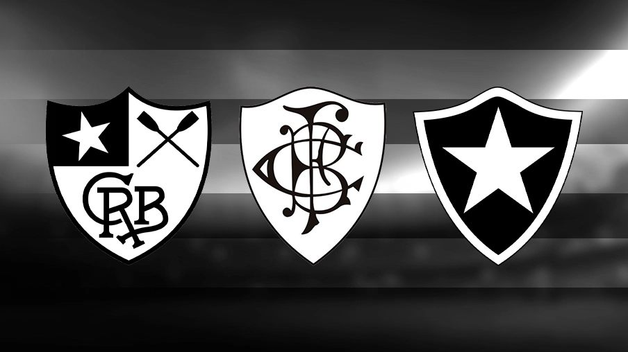 Imagem mostra escudos históricos do Botafogo