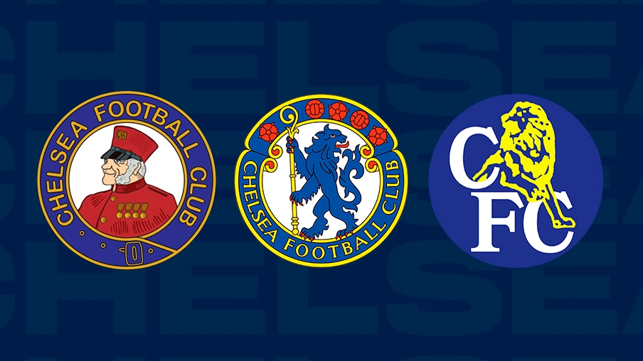 Imagem mostra três escudos históricos do Chelsea