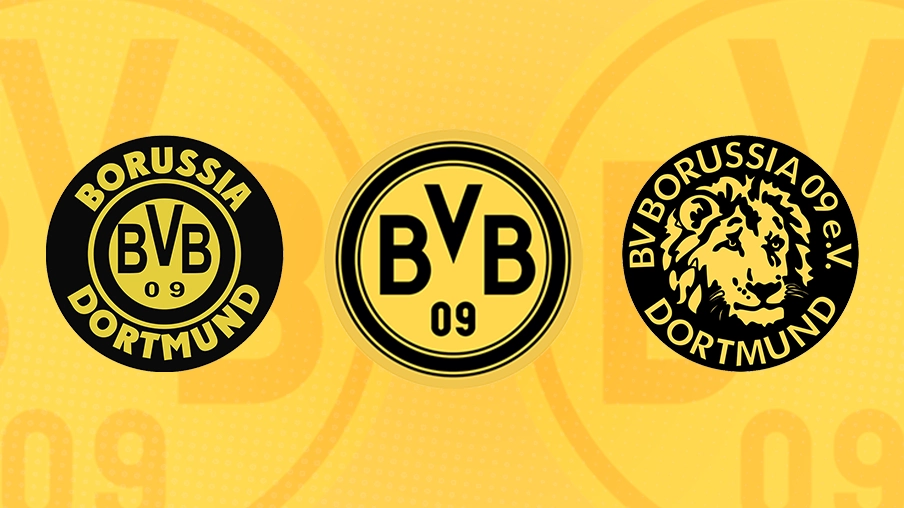 Imagem mostra escudos históricos do Borussia Dortmund