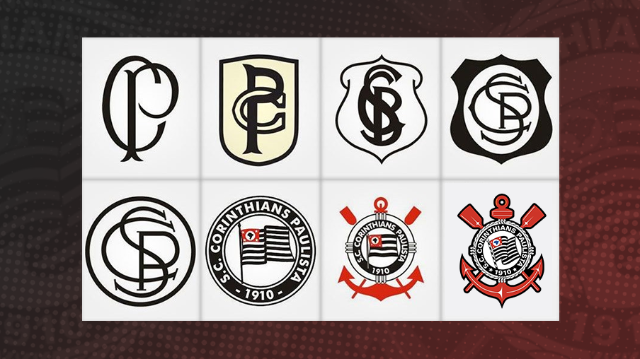 imagem ilustrativa evolução escudos Corinthians