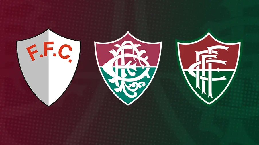 Imagem mostra três escudos históricos do Fluminense