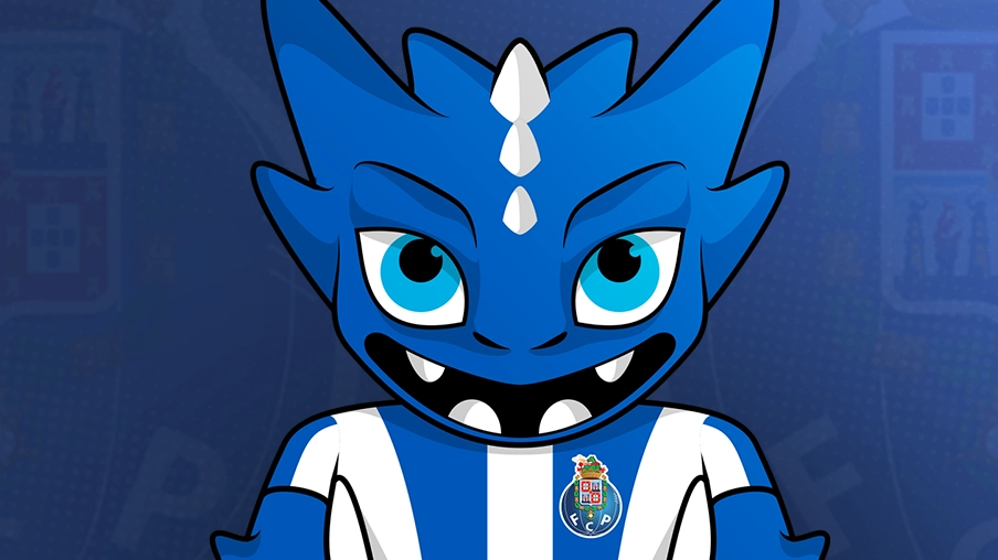 Imagem mostra mascote do Porto, um dragão