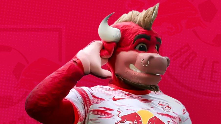 Imagem mostra mascote do RB Leipzig, um touro