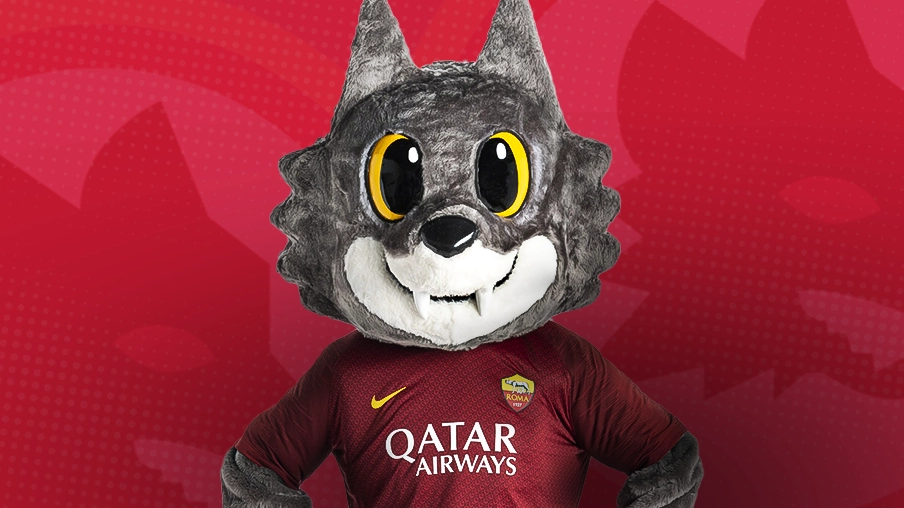 Imagem mostra mascote do Roma, um lobo