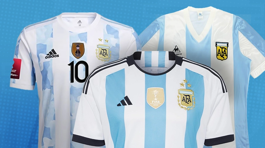 Imagem mostra camisas históricas do Argentina