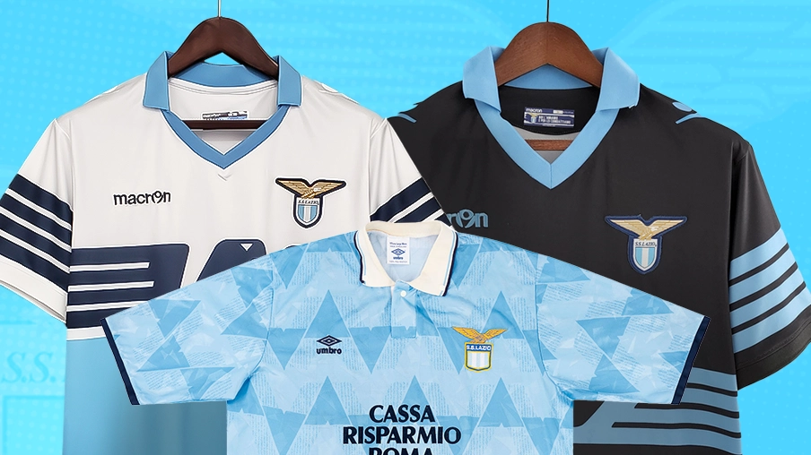 Imagem mostra camisas históricas do Lazio