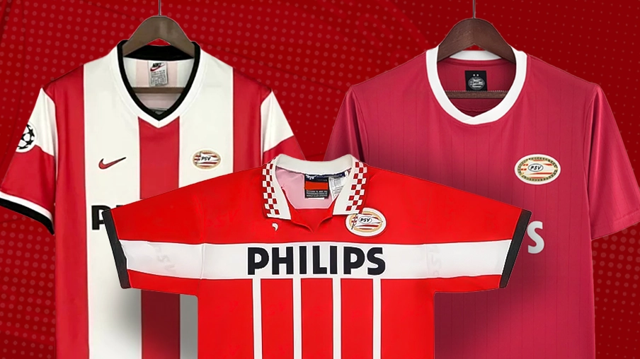 Imagem mostra camisas históricas do PSV