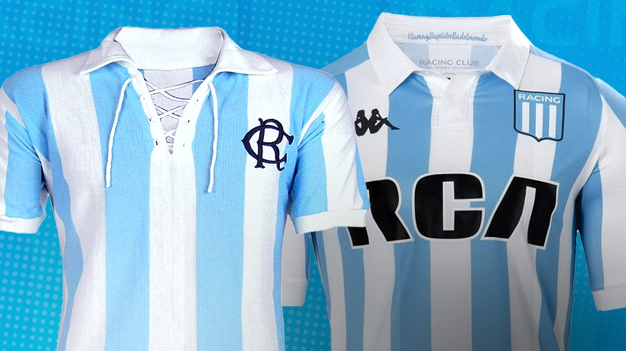 Imagem mostra camisas históricas do Racing