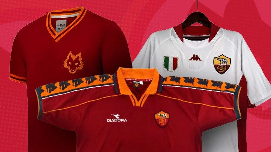 Imagem mostra camisas históricas do Roma