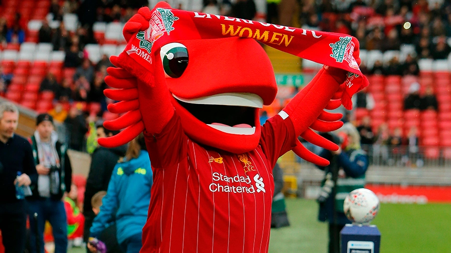 Imagem mostra mascote do Liverpool