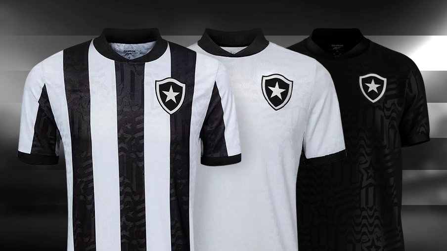 Imagem mostra uniformes históricos do Botafogo