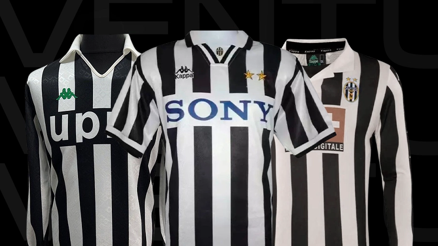 Imagem mostra uniformes históricos do Juventus