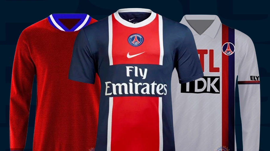 Imagem mostra uniformes históricos do PSG