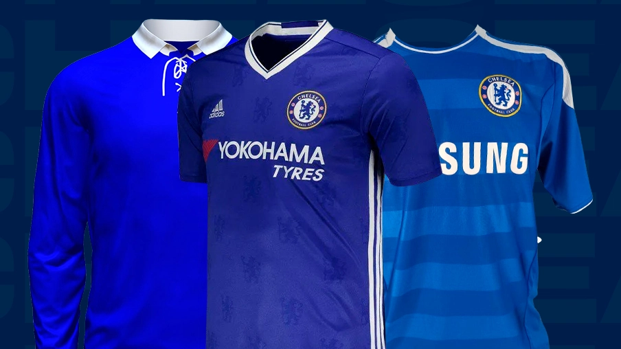 Imagem mostra uniformes históricos do Chelsea