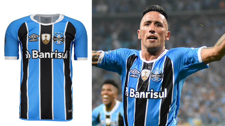 Imagem mostra uniforme do Grêmio